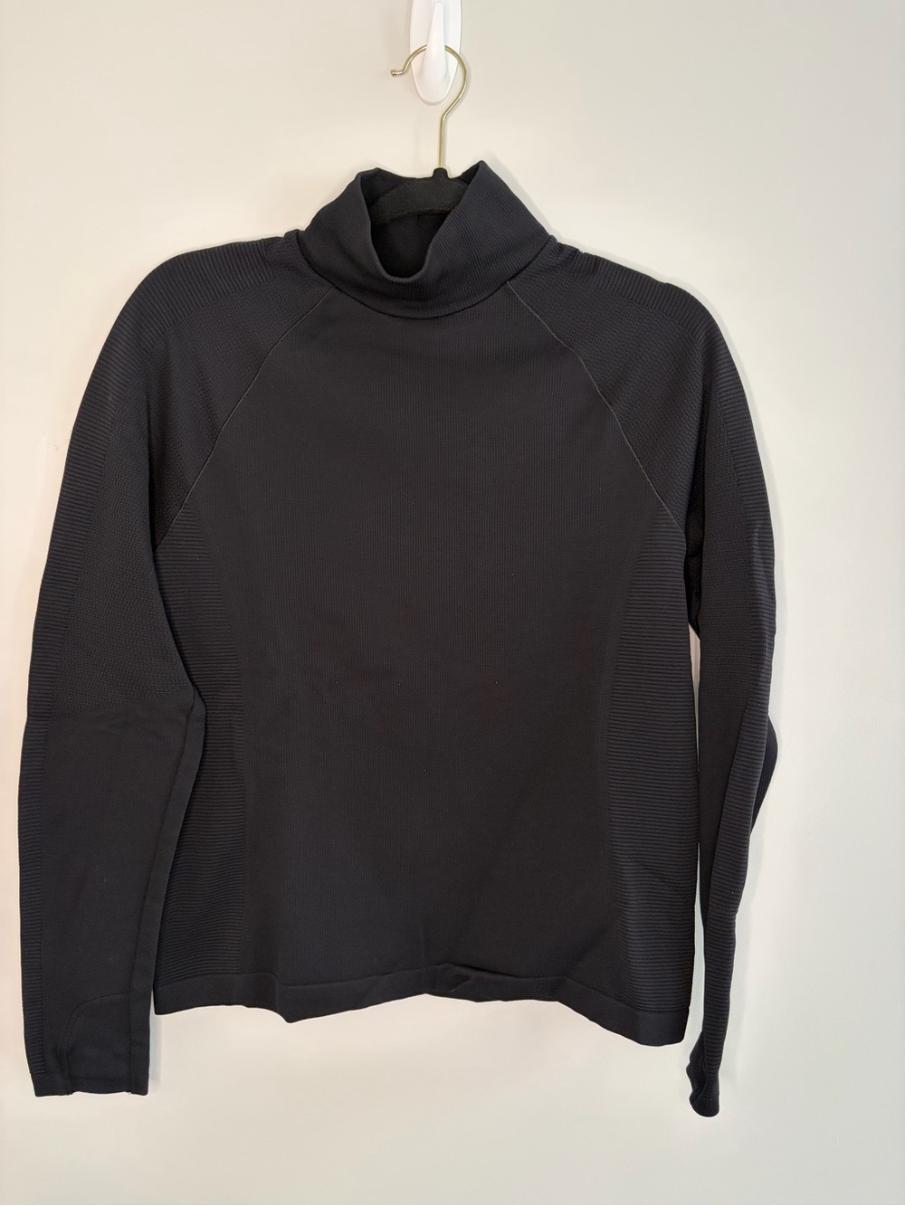 Athleta Black Ribbed Mock Neck Long Sleeve
